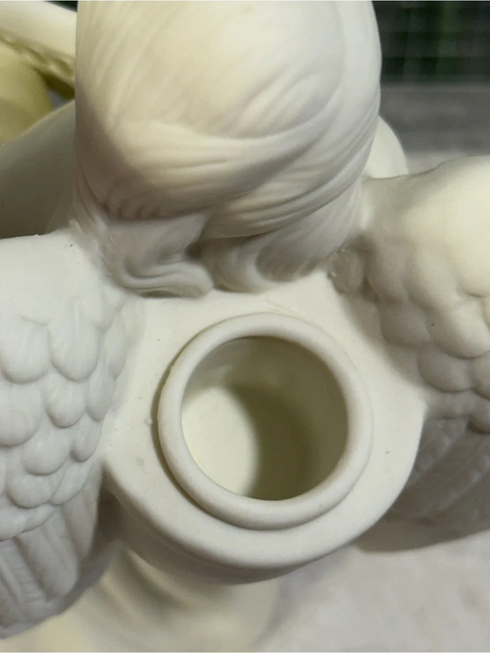 PartyLite Lyrical Angel Playing Harp Bisque Porcelain Taper Candle Holder P0461